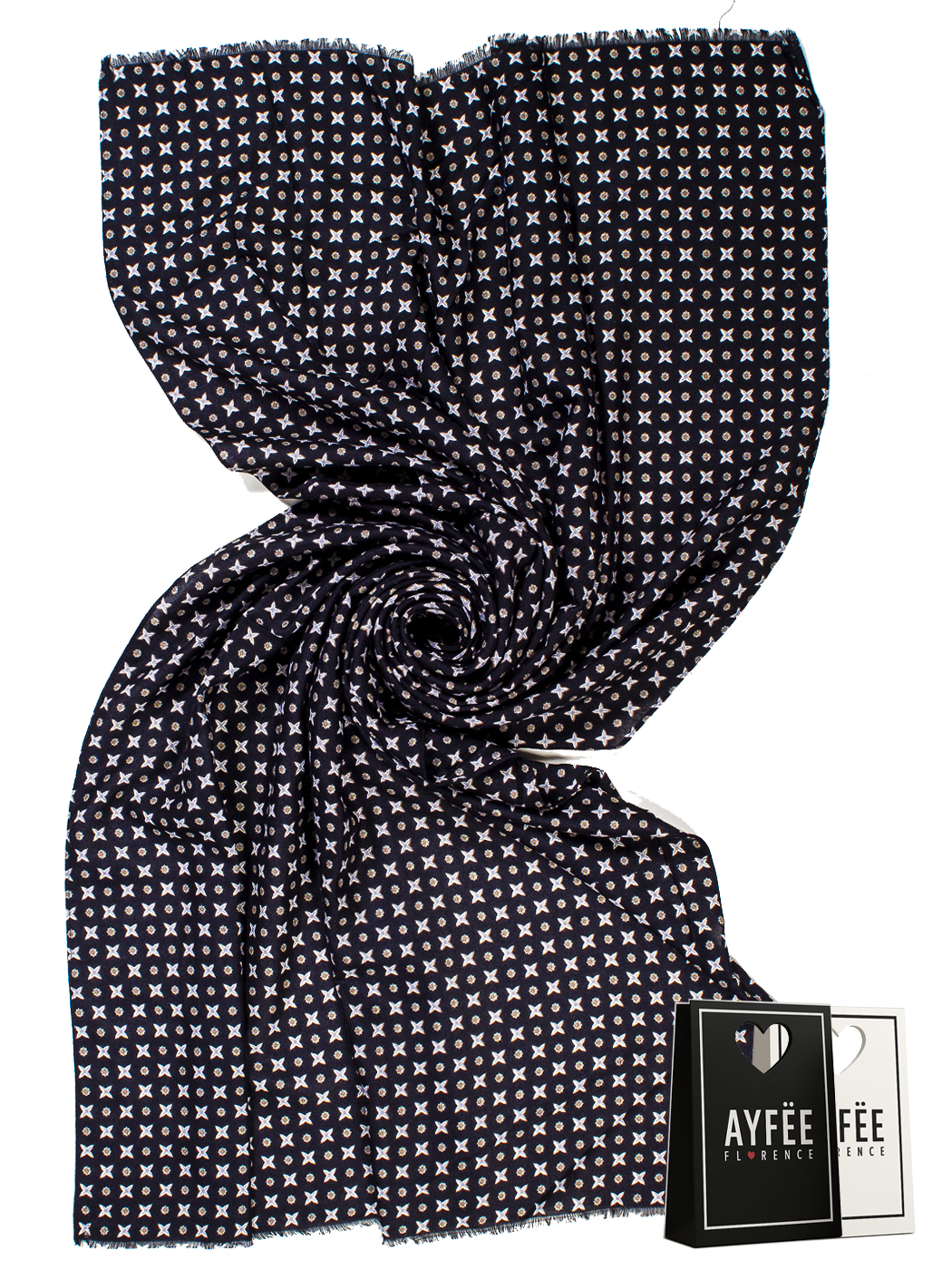 STOLA UOMO STAMPA MICRO TIE DESIGNS, CM 90*180, 100% VISCOSE, MADE IN PRC   - BLACK